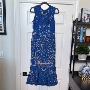 Size 4 - Mermaid style embroidered overlay dress